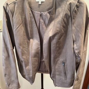Daytrip Gray Cropped Blazer with Suede Texture